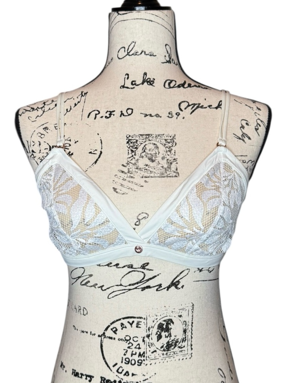 PALMERS White Triangle Lace Bralette Bra Size Medium